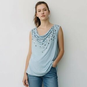 Parasuco Denim Legend Studded Embellished Light Blue vintage Y2K top